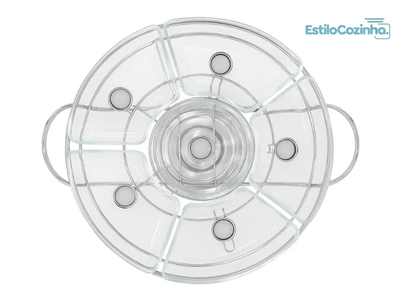 Réchaud Giratório 6 Compartimentos – Design Inox, Fácil de Usar e Limpar