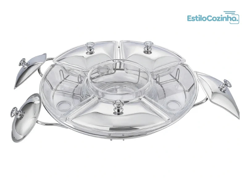 Réchaud Giratório 6 Compartimentos – Design Inox, Fácil de Usar e Limpar