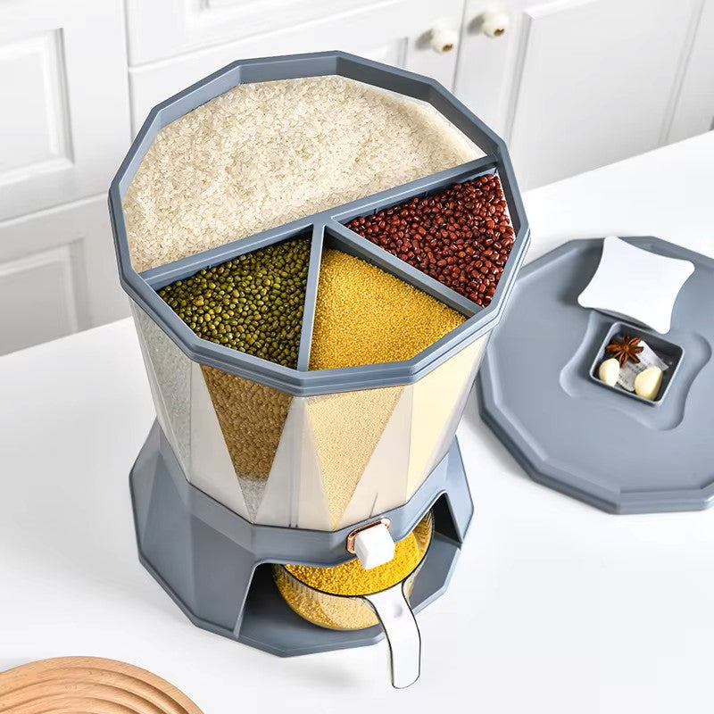 GrainEase™ - Dispenser de Alimentos Giratório 6 em 1 + BRINDE: Porta Tempero Giratório! [Oferta Limitada]🔥