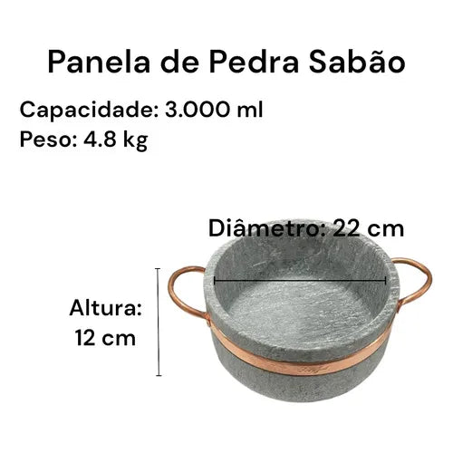 Jogo de Panelas de Pedra Sabão 6 peças